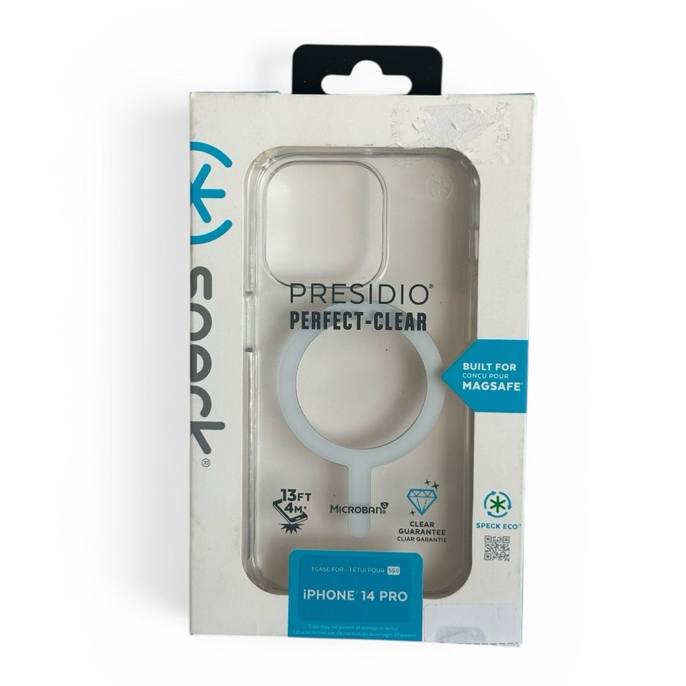 Speck Presidio Perfect-Clear MagSafe Case designed for the iPhone 14 Pro NWT
